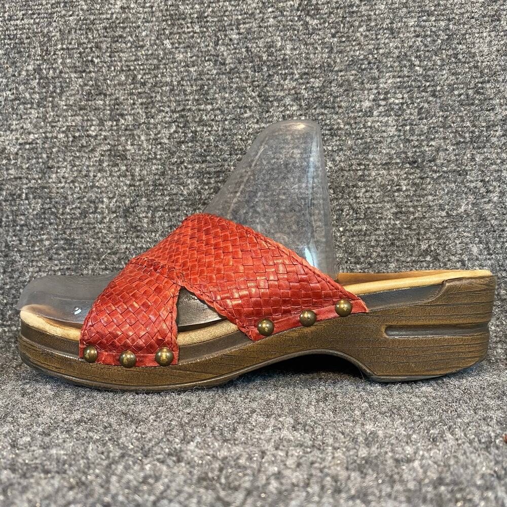 Dansko Mila Red Woven Leather Sandals Comfort Shoes Slides Womens 39 8.5